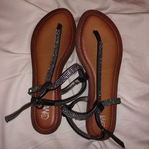 Grey Rhinestone Sandals